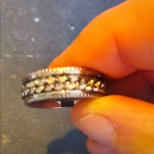 Two-Tone Band Ring with Textured Design